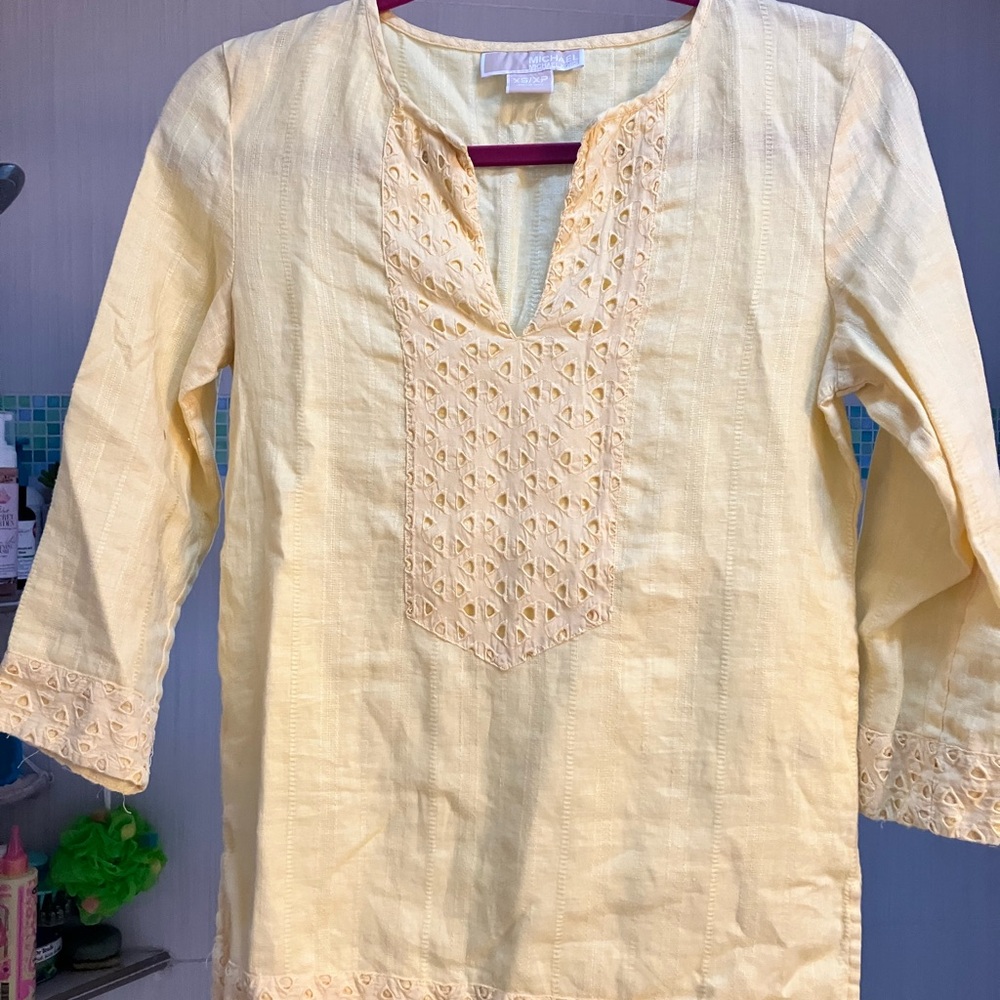 Michael Kors Yellow Textured Top